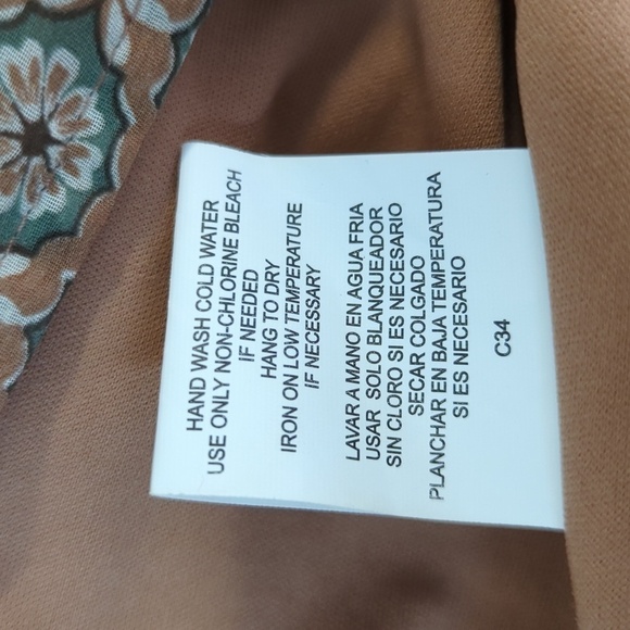 Love and Piece Floral Maxi Dress Tan Green M retro summer ruffle bohemian party - Picture 9 of 9